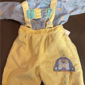 Yellow Corduroy Kids Bottoms with Car Design